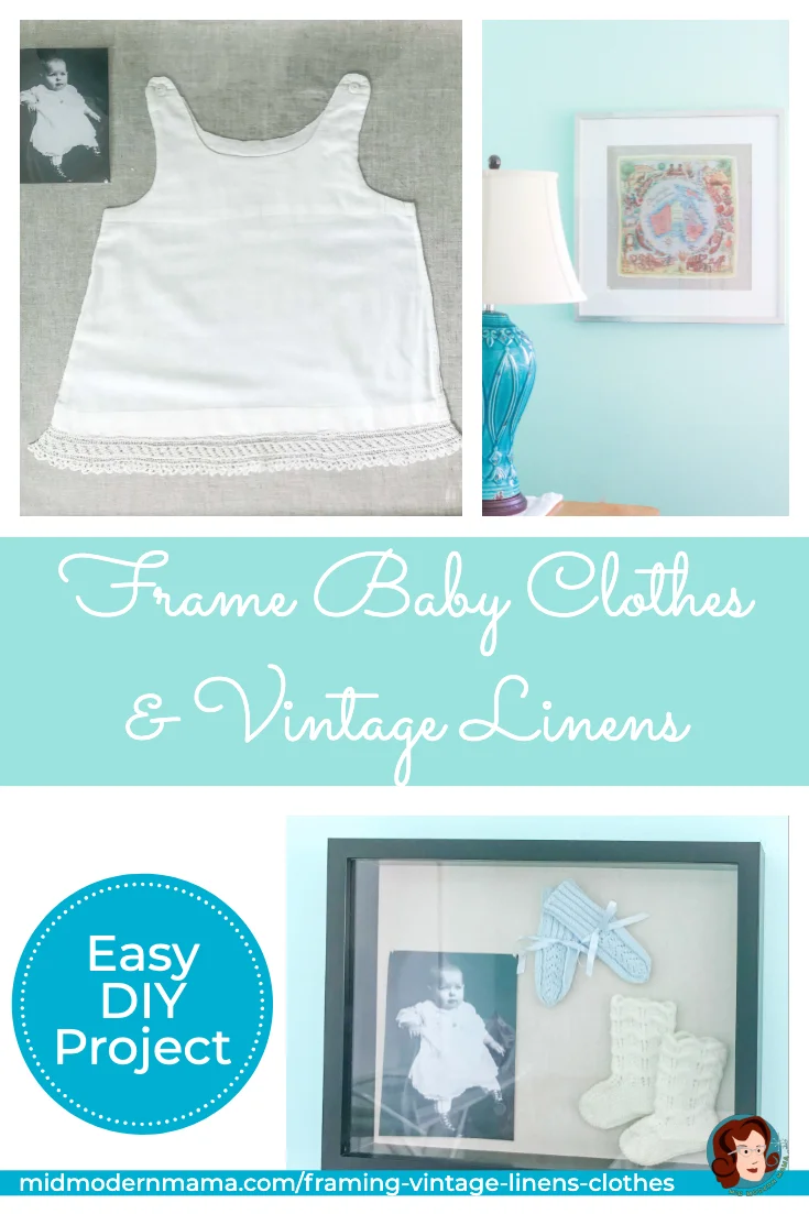 Framing antique online baby clothes